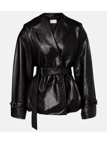 Kurtka skórzana Magda Butrym z kapturem czarna