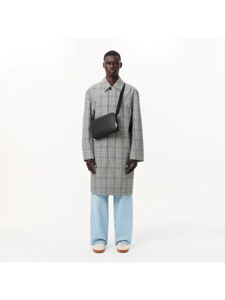 Lacoste Unisex Chantaco Matowa Przeszywana Skórzana Torba Na Ramię Z Zamkiem Błyskawicznym czarna