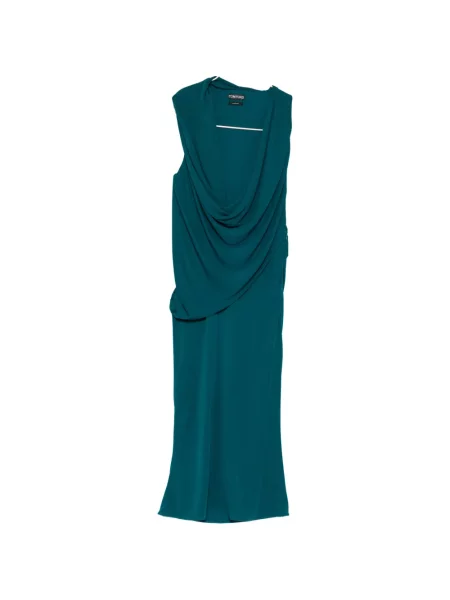 Rochie midi Tom Ford fără mâneci drapată albastru