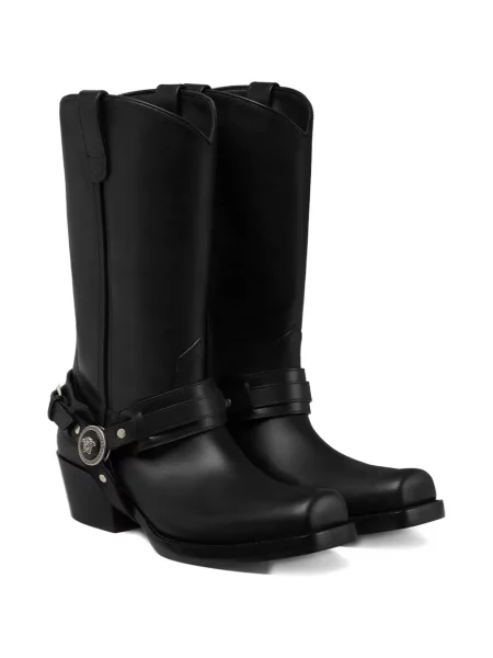 Botine Versace din piele cowboy negru