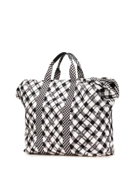 Plátěná kabelka Chanel Pre-owned s potiskem černá
