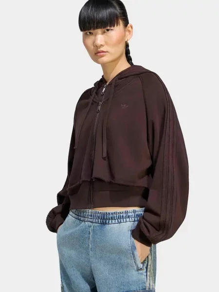 Adidas Originals hanorac cu și glugă pentru femei din SST Double Front maro