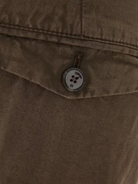 Kalhoty Pt Torino se vzorem rybí kosti hnědé