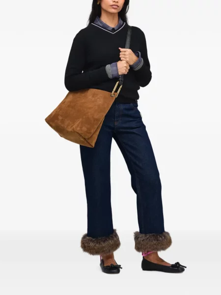 Geantă Marc Jacobs din piele de căprioară maro
