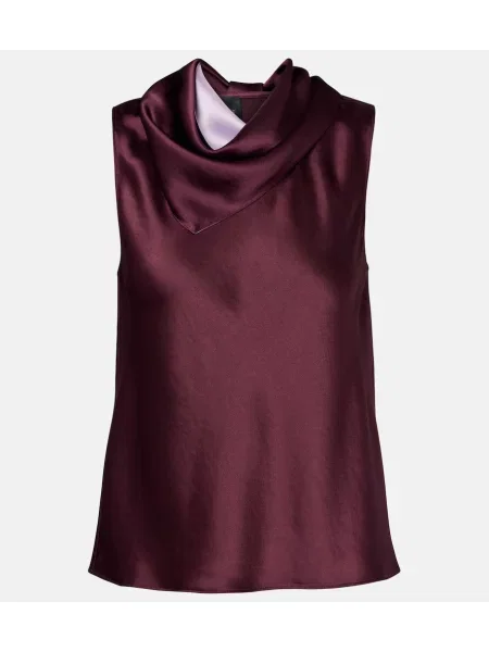 Top Leset din satin drapat bordo