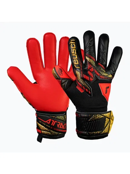 Rękawice bramkarskie Reusch Attrakt Silver black/gold/fiery red czarne