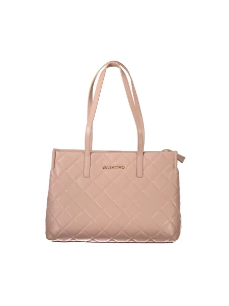 Lniana torba na laptopa Valentino By Mario Valentino różowa