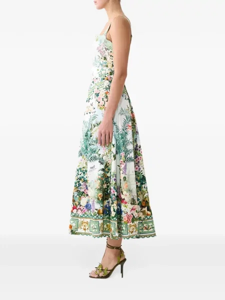 Rochie midi Camilla cu model floral cu imagine alb
