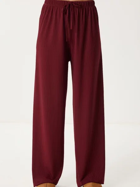 Happiness İstanbul Pantaloni burgundy roșu