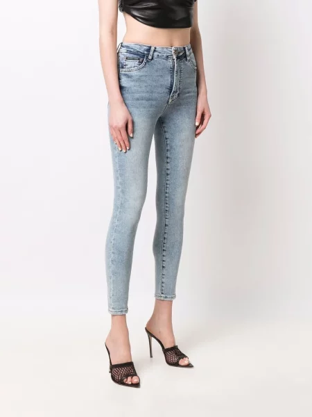 Skinny skinny džíny Philipp Plein s výšivkou modré