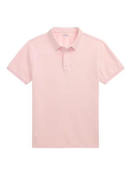 Tricou Polo Ralph Lauren din piele cu broderie în carouri maro