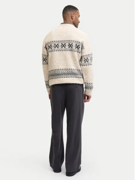 JACK & JONES Sveter JPRBLUMAX tmavošedá / tmavosivá béžová