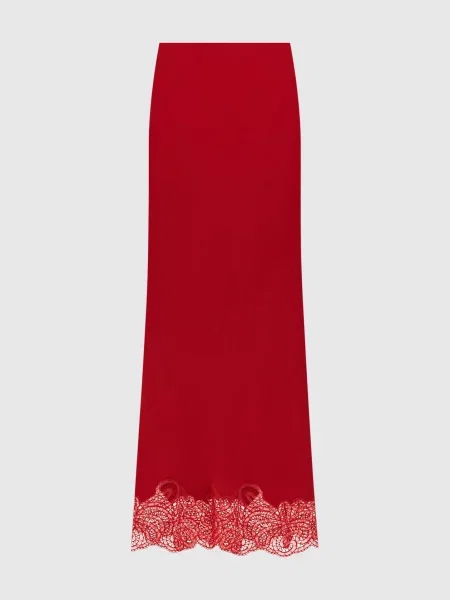 Спідниця максі з мереживом Ermanno Scervino червона