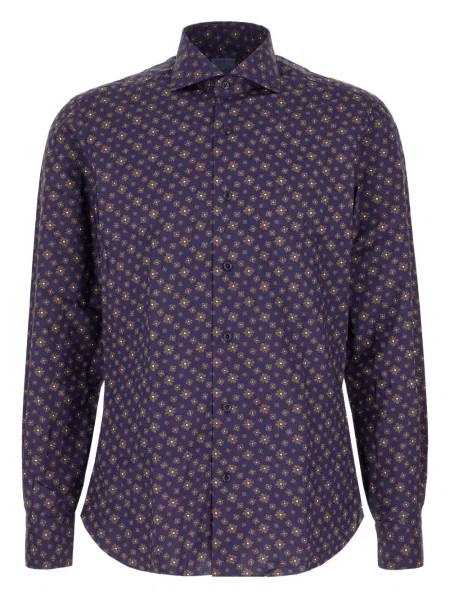 Květinová košile Barba s potiskem modrá