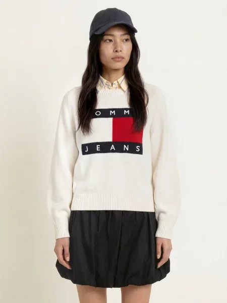 Tommy Jeans Sweter weiss biały