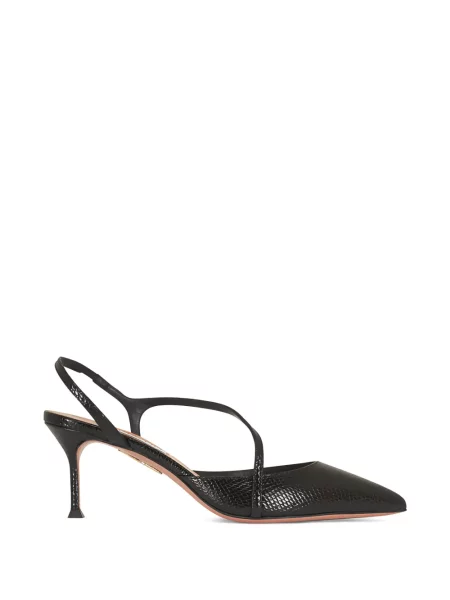Pantofi cu toc Aquazzura slingback cu model piele de șarpe negru