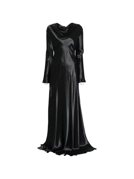 Rochie maxi Erika Cavallini din satin cu spatele deschis negru