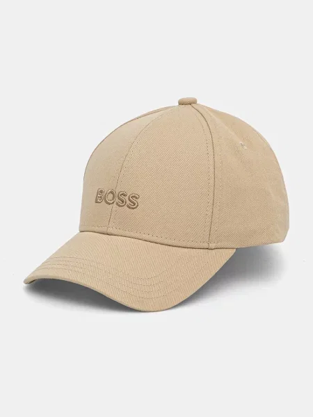 Шапка с козирка BOSS с апликация черно