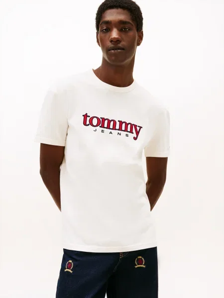 Tommy Jeans Marškinėliai raudona / juoda balta
