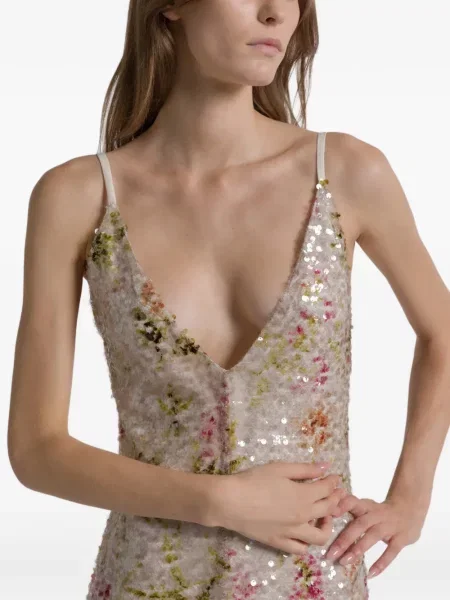 Rochie maxi Alberta Ferretti cu model floral de costum