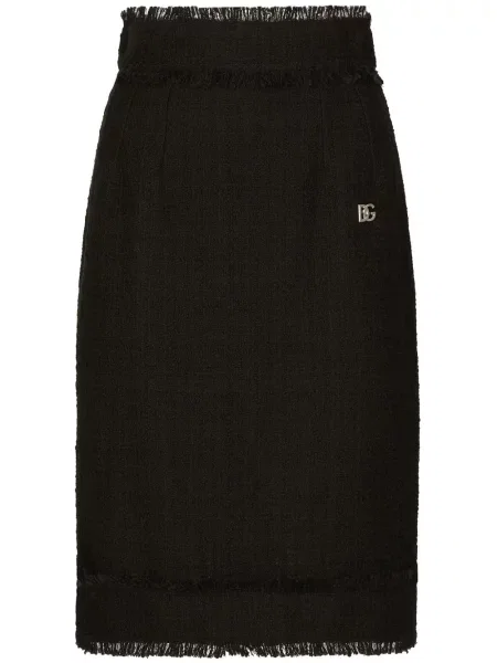 Fustă midi Dolce & Gabbana din tweed până la genunchi negru