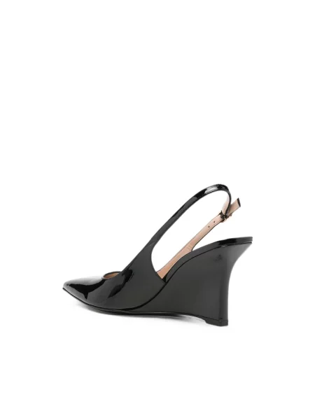 Czółenka Stuart Weitzman skórzana z otwartą piętą czarna