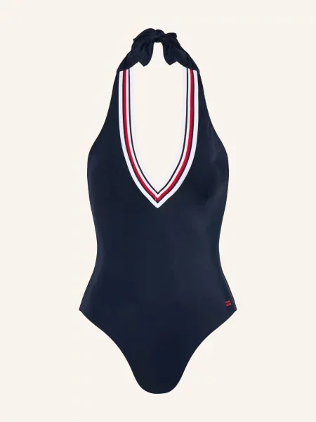 Tommy Hilfiger Plavky S Vázáním Za Krkem tmavě modrá / červená bílá