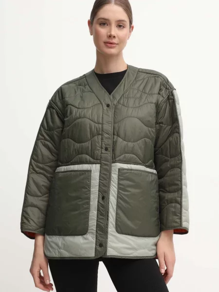 Яке с две лица Peak Performance Quilted оранжево преходен модел с уголемена кройка зелено