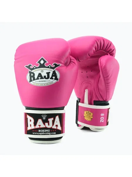 RAJA BOXING Единична стандартна естествена кожа боксови ръкавици розови