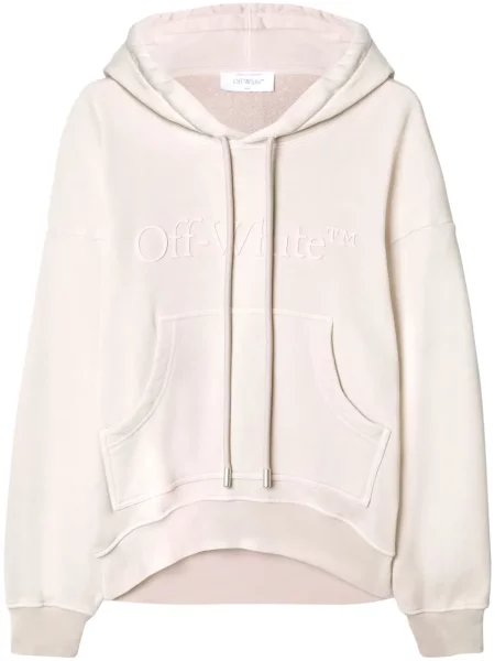 Top Off-white cu broderie alb