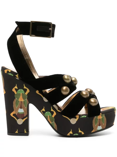 Sandale La Doublej cu pană negru