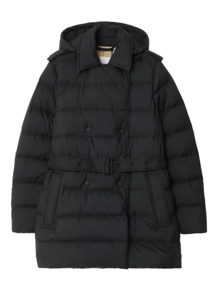 Cu centură geacă cu puf Burberry cu glugă negru