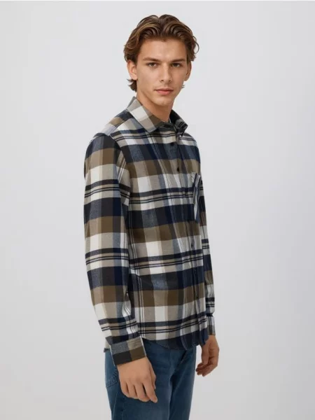 Reserved Картата сорочка regular fit бежевий