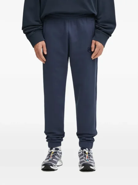 Pantaloni Maison Kitsune cu broderie alergare albastru