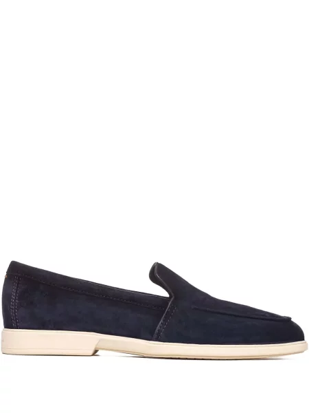 Pantofi loafer Santoni din piele de căprioară albastru