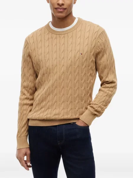 Pulover Tommy Hilfiger cu broderie maro