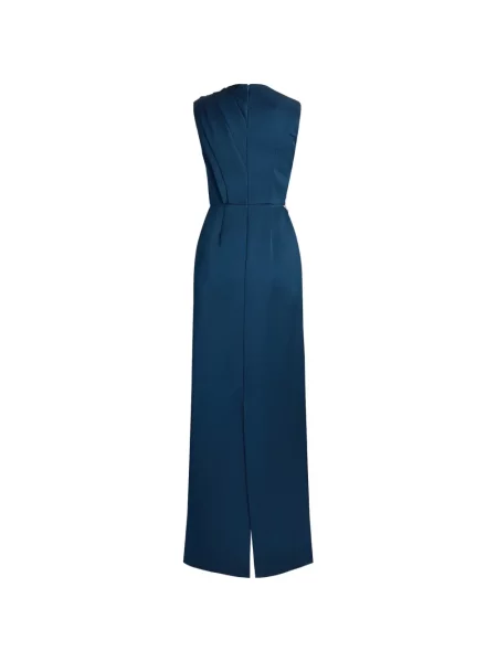 Rochie Erdem cu broderie din satin albastru