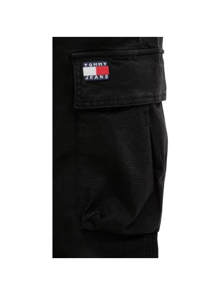 Pantaloni Tommy Hilfiger din canvas negru