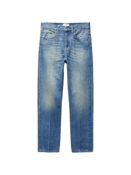 Blugi drepți Versace zdrențuiți albastru
