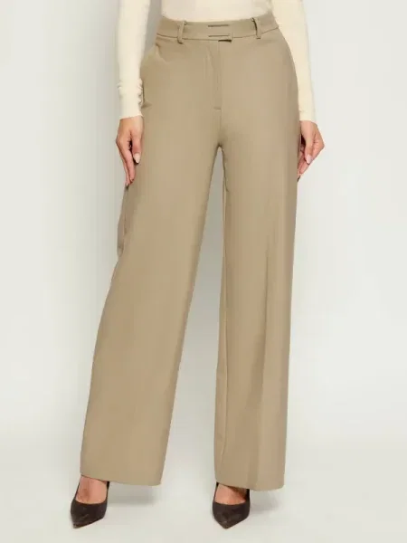 Patrizia Pepe Pantaloni cu adaos de lână bej