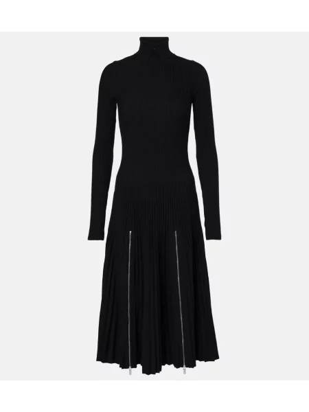 Sukienka midi Burberry z dżerseju plisowana do kolan czarna