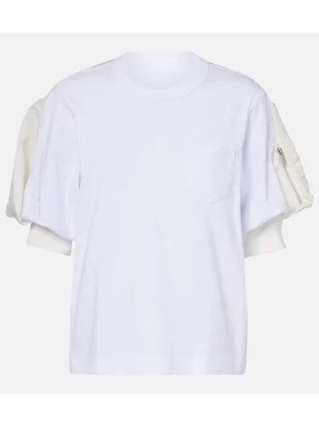 Top Sacai z dżerseju biały