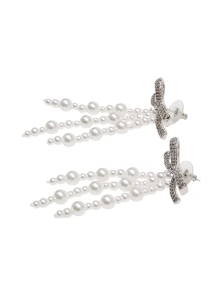 Kolczyki Self-portrait z perełkami szare