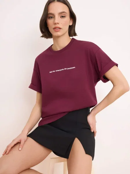 Trendyol Tricou roșu vin alb