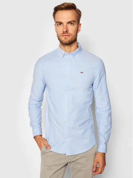 Tommy Jeans Košile Stretch Oxford modrá