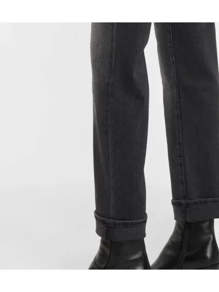 Blugi drepți Ag Jeans cu talie înaltă negru