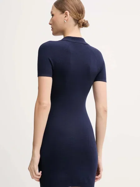 Šaty Calvin Klein Jeans tmavomodrá midi přiléhavé