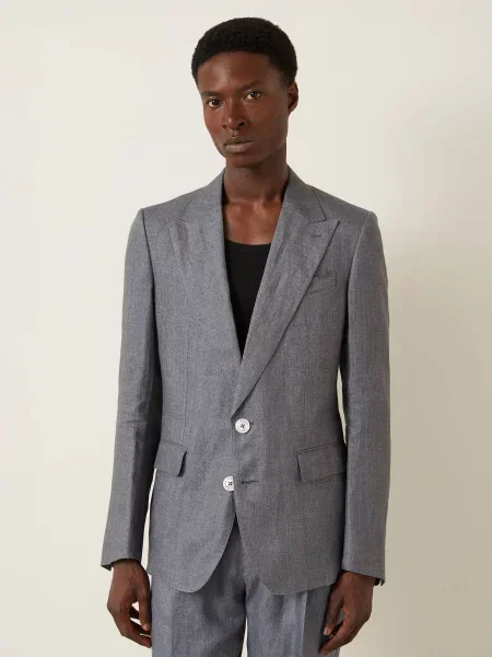 Dolce & Gabbana Oblekové Sako Extra Slim Fit Ze Lnu grigio chiaro 7