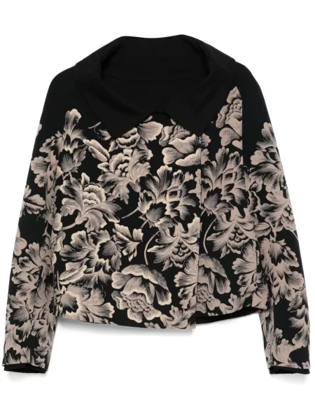 Geacă Ibrigu cu model floral cu imagine negru