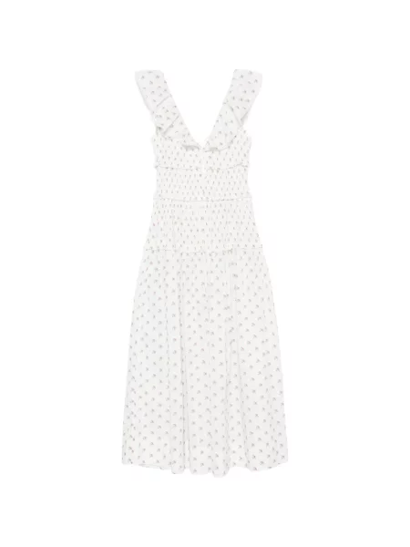 Rochie midi Dôen cu model floral cu imagine alb
